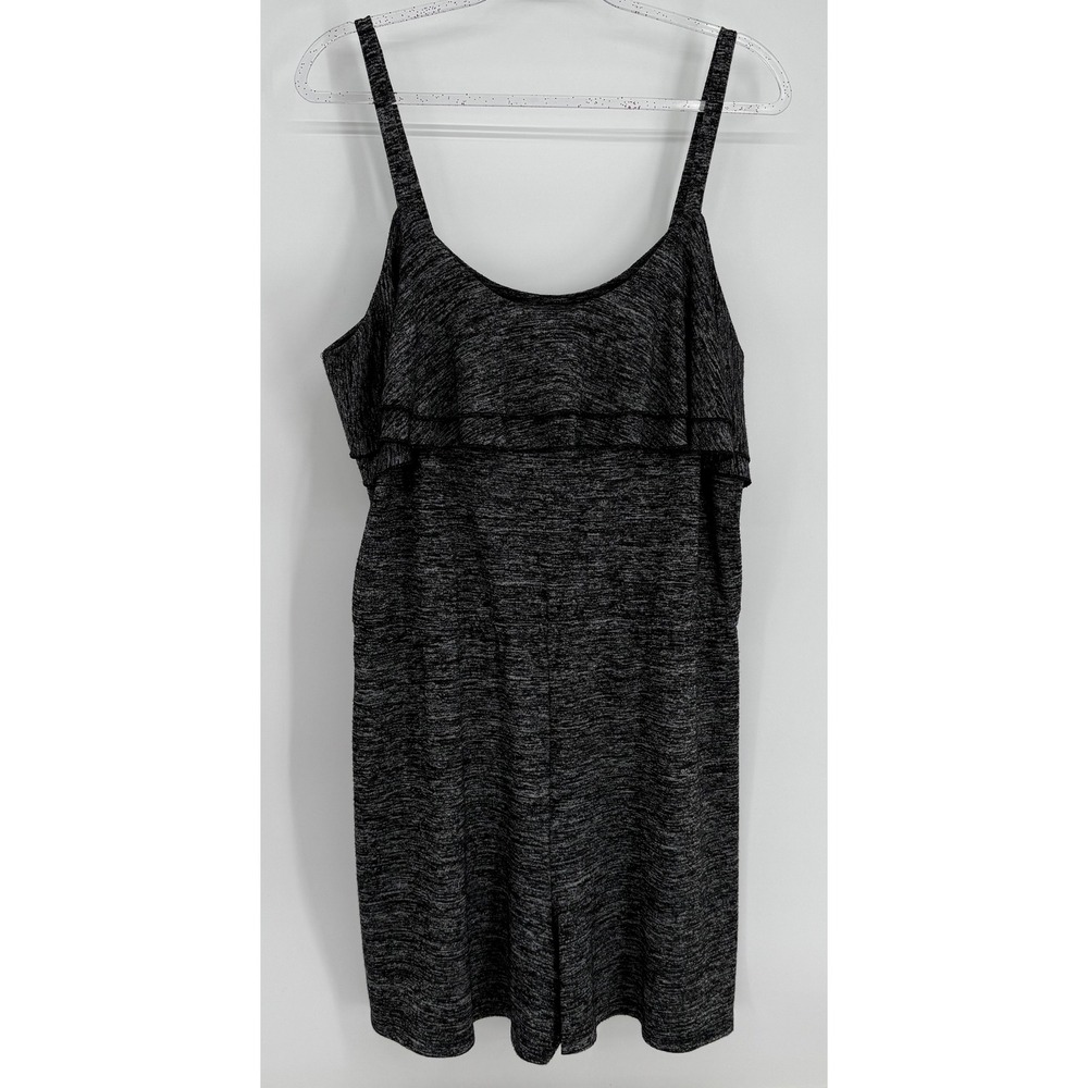 Juicy Couture Womens‎ Gray Heathered Ruffle Tiered Knit Romper Sleeveless Sz XL